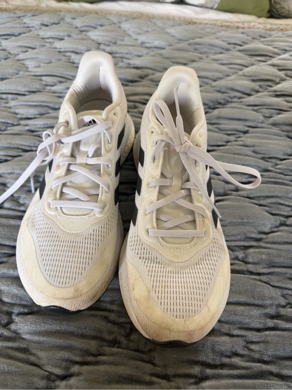 adidas White Sneakers with Black Stripes - Women's